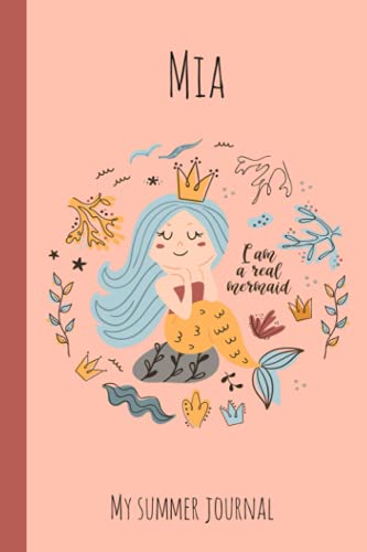 Mia My summer journal Notebook: Personalized Name cute cat summer journal notebook for Mia