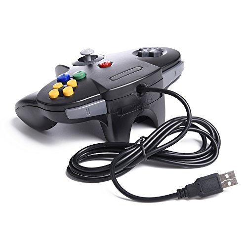 miadore 2X USB N64 Control Gamepad Joystic Mando de Juegos para PC Mac Windows (Noir x2)