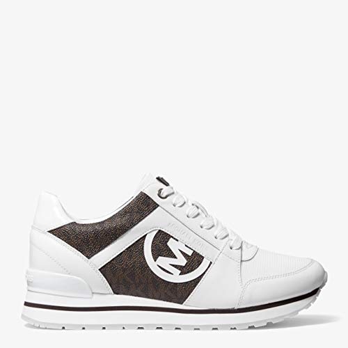 Michael Kors Zapatillas Deportivas para Mujer Billie Trainer con Logos Modelo 43S1BIFS1B Color Blanco/Marron (272 OpWhite/Brown). (Numeric_39)