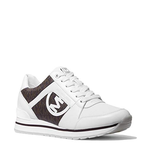 Michael Kors Zapatillas Deportivas para Mujer Billie Trainer con Logos Modelo 43S1BIFS1B Color Blanco/Marron (272 OpWhite/Brown). (Numeric_39)