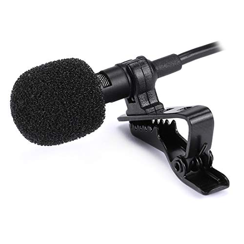 Micrófono de Solapa, omnidireccional lavalier Micrófono de Condensador de 5.6pies Audio Cables para Grabación Entrevista/Videoconferencia/Podcast/Dicción de Voz/Phone