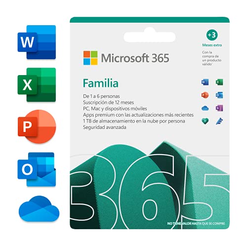 Microsoft 365 Familia | Apps Office 365 | PC/MAC/teléfono | Suscripción anual | 12+3 Meses + NORTON 360 Deluxe | 15 Meses | PC/Mac - Código de activación enviado por email