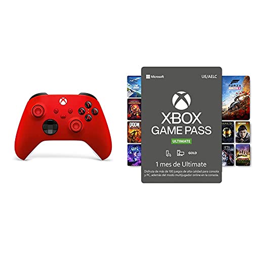 Microsoft Mando Inalámbrico, Color Rojo (Xbox Series X) + Suscripción Xbox Game Pass Ultimate 1 Mes | Xbox/Win 10 PC Código de descarga