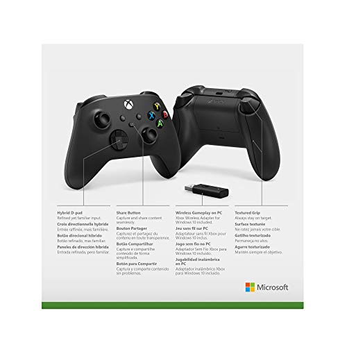 Microsoft Mando Inalámbrico Xbox + Adaptador inalámbrico para Windows 10
