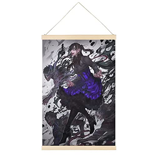 MIDF Diablo Necromancer Anime Colgando Póster Percha Marco Percha Percha Pergamino Cartel Pergamino Lienzo Decorativo Pintura Decoración Decoración de Pared Habitación 16x24"