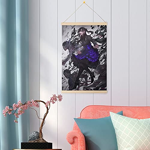 MIDF Diablo Necromancer Anime Colgando Póster Percha Marco Percha Percha Pergamino Cartel Pergamino Lienzo Decorativo Pintura Decoración Decoración de Pared Habitación 16x24"