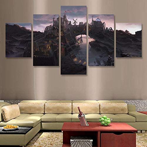 MINCOCO The Elder Scrolls V Skyrim Dragonborn Wall Art Painting 5 Unids Wall Art Canvas Canvas Art Decoración Decoración Pinturas, Unframed 20X35 20X45 20X55cm