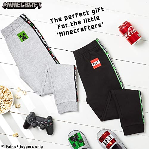 Minecraft Chandal Niño, Ropa Niño Deportiva, Pantalon Chandal en Color Gris o Negro, Pantalones Deporte Largos para Chicos, Regalos para Niños y Adolescentes Edad 5-14 Años (9-10 años, Gris)