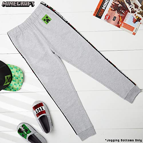 Minecraft Chandal Niño, Ropa Niño Deportiva, Pantalon Chandal en Color Gris o Negro, Pantalones Deporte Largos para Chicos, Regalos para Niños y Adolescentes Edad 5-14 Años (9-10 años, Gris)