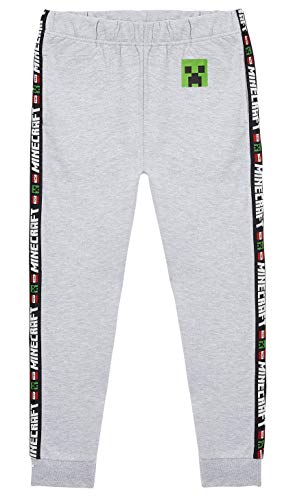 Minecraft Chandal Niño, Ropa Niño Deportiva, Pantalon Chandal en Color Gris o Negro, Pantalones Deporte Largos para Chicos, Regalos para Niños y Adolescentes Edad 5-14 Años (9-10 años, Gris)
