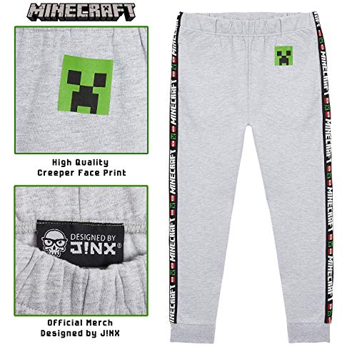 Minecraft Chandal Niño, Ropa Niño Deportiva, Pantalon Chandal en Color Gris o Negro, Pantalones Deporte Largos para Chicos, Regalos para Niños y Adolescentes Edad 5-14 Años (9-10 años, Gris)