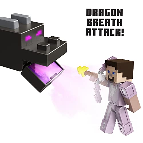 Minecraft Dragón de Ender definitivo Dragón de juguete con luces y sonidos, incluye 1 figura con accesorios Mattel GYR76