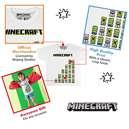 Minecraft Mis Amigos Camiseta de Las Muchachas Blanco 128 | PS4 PS5 Xbox PC Gamer Interruptor de Regalos, Tween School Girls Juego Top, Ropa para niños, Idea del Regalo de cumpleaños de los niños