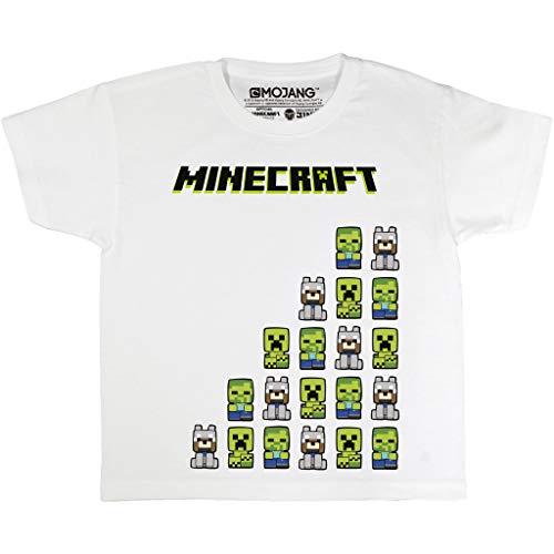 Minecraft Mis Amigos Camiseta de Las Muchachas Blanco 128 | PS4 PS5 Xbox PC Gamer Interruptor de Regalos, Tween School Girls Juego Top, Ropa para niños, Idea del Regalo de cumpleaños de los niños