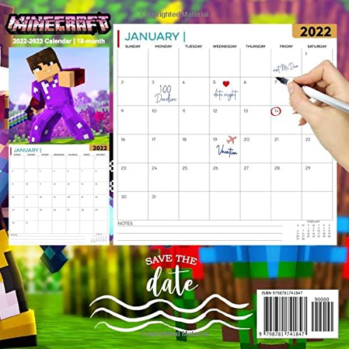 Minecrạft OFFICIAL Calendar 2022: Video Game Calendar 2022 - Games calendar 2022-2023 18 months- Planner Gifts boys girls kids and all Fans (Kalendar Calendario Calendrier).3