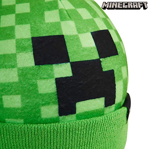 Minecraft Set de Gorro y Guantes Para Chicos, Gorros de Invierno Con Diseño Creeper y Manoplas a Juego, Merchandising Oficial, Regalos Para Gamers Chicos Chicas