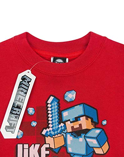 Minecraft - Sudadera oficial de Minecraft modelo Like A Boss para niños (Años (5/6)/Rojo)
