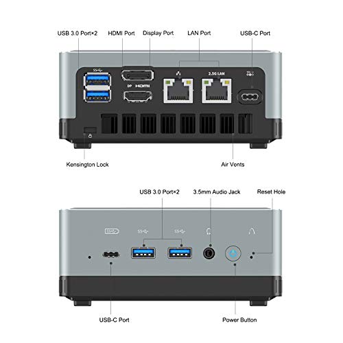 Mini PC Core i5-8279U | 16GB RAM 256GB PCIe SSD | Gráficos Iris Plus 655 | 2.4G/5G Dual WiFi BT 5.1 | HDMI/DP/USB-C | 2X RJ45 | 4X USB 3.0 | Factor de Forma Pequeña