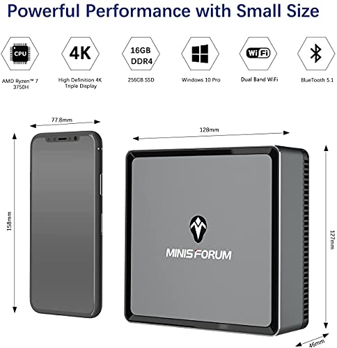 Mini PC UM700 AMD Ryzen 7 3750H | 16 GB RAM 512 GB PCIe SSD | Radeon RX Vega 10 Graphics | Dual WiFi BT 5.1| HDMI 2.0, DisplayPort, USB-C, 2.5" HDD Slot, 2 x RJ45, 4 x USB 3.1| Factor de Forma pequeño