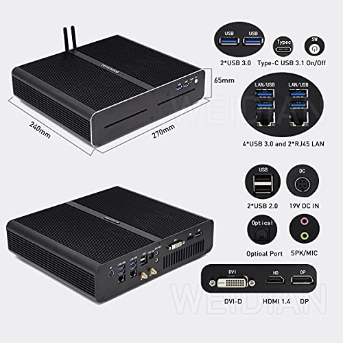 Mini PC Windows 10 Pro, Core i7-7820HQ/HK, Mini Gaming PC Discrete Graphics GTX 1650, 16GB RAM DDR4, 512GB NVME SSD, Type-C, 8 x USB, WiFI6+BT5.0, Dual Gigabit Ethernet HDMI+DP+DVI Triple Displays