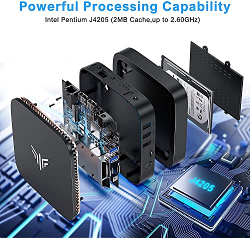 Mini PC Windows 10 Pro, NiPoGi 12GB RAM 128GB ROM Procesador Pentium J4205 Ordenadores de sobremesa, Soporte 4K HD, 2.4G + 5G Dual WiFi, Gigabit Ethernet, Bluetooth 4.2 Micro PC