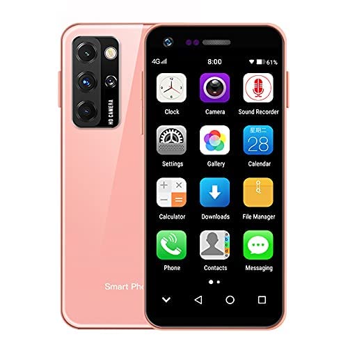 Mini teléfono móvil 4G Smartphone, 3GB + 32GB, Smartphone de 3 Pulgadas Android 6.0 Quad Core, Dual SIM, reconocimiento Facial, GPS, teléfono Desbloqueado de Google Play (Rosa)