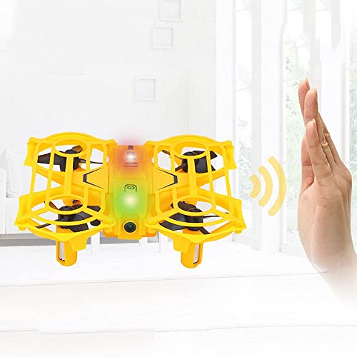 Mini UFO Drone for Kids Adults Beginners 360 Flips Helicopter with Light RC Quadcopter Kids Flying Toys Speed Adjustment One Key Take Off Landing for Boys Girls Gifts (Yellow)