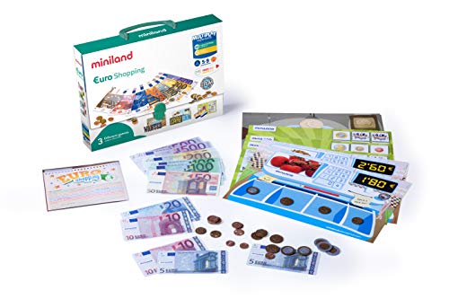 Miniland - Activity Euro, juguete de 18 actividades para el aprendizaje de las monedas y billetes (45308) , color/modelo surtido