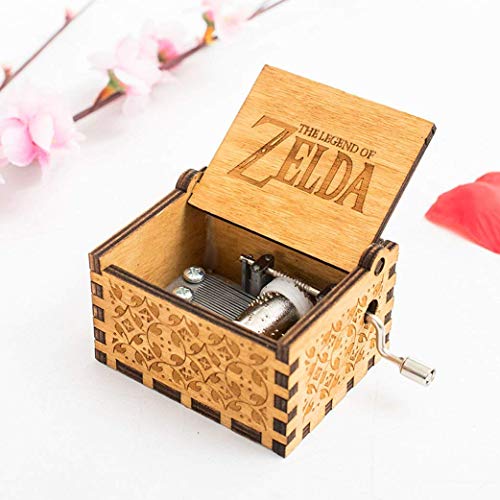 MINSOTO Caja de música de Madera Tallada a Mano, diseño de la Leyenda de Zelda ((B) Madera)