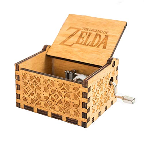 MINSOTO Caja de música de Madera Tallada a Mano, diseño de la Leyenda de Zelda ((B) Madera)
