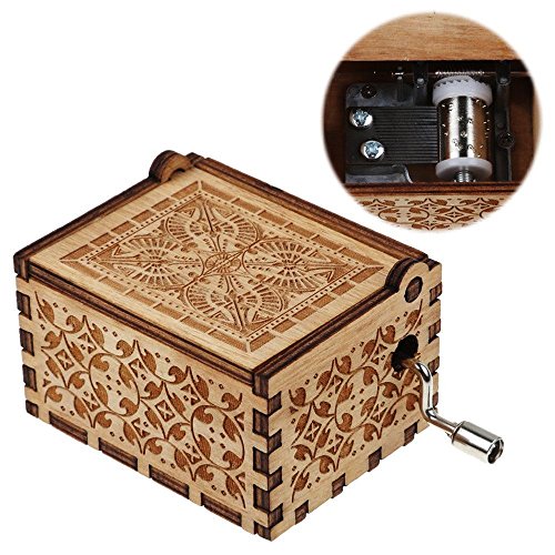 MINSOTO Caja de música de Madera Tallada a Mano, diseño de la Leyenda de Zelda ((B) Madera)