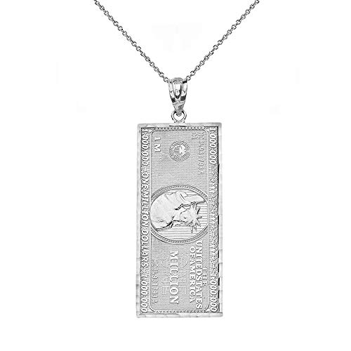 Mis Tesoritos Collar de Plata esterlina con Billetes de un millón de dólares de Doble Cara (pequeño) (Longitud de Cadena Disponible 40cm- 45cm - 50cm - 55cm)
