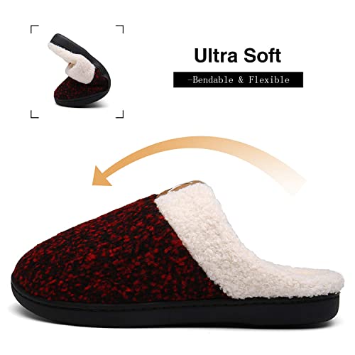Mishansha Pantuflas Hombre Zapatillas de Estar por Casa para Mujer Invierno Antideslizantes CáLido Cómodas Memory Foam Slippers Pavo Rojo, Gr.40/41 EU