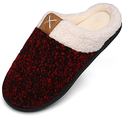 Mishansha Pantuflas Hombre Zapatillas de Estar por Casa para Mujer Invierno Antideslizantes CáLido Cómodas Memory Foam Slippers Pavo Rojo, Gr.40/41 EU