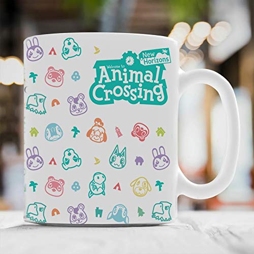 MissLi Animal Crossing New Horizons 11oz Lindas Tazas De Cerámica Blanca para Café, Té Y Leche