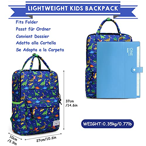 Mochila Infantil, Kasgo Mochila Niño Mochila Dinosaurio Mochila Escolar Lindo Mochila Preescolar Personalizada para Kindergarten Niños con Correa Pecho Escolar Viaje Cámping Azul Dinosaurio