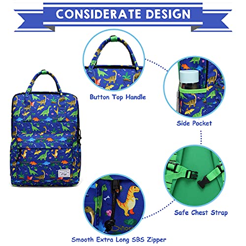 Mochila Infantil, Kasgo Mochila Niño Mochila Dinosaurio Mochila Escolar Lindo Mochila Preescolar Personalizada para Kindergarten Niños con Correa Pecho Escolar Viaje Cámping Azul Dinosaurio