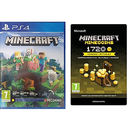 Mojang Minecraft PS4 + Microsoft Minecraft Minecoins Pack: 1720 Monedas, Xbox One, Online Game Code