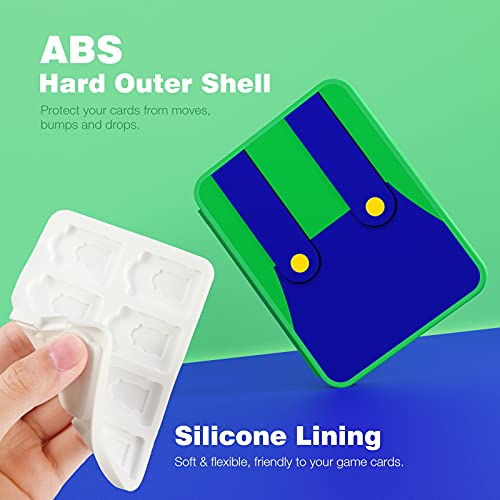 MoKo Funda para Almacenamiento para Switch Juegos Compatible con Nintendo Switch & Switch Lite & Switch OLED, Organizador de 16 Tarjetas de Juego Impermeable Estuche Caja de Tarjeta - Mario Verde