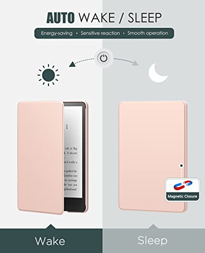 MoKo Funda para Kindle Paperwhite 11ª Generación (Modelo 2021) 6.8", PU Cubierta Carcasa PC Estilos Niños para Kindle Paperwhite Edición de Firma, Auto Reposo/Estela, Rosa Dorada