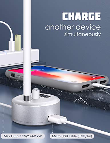 MoKo Soporte de Carga Compatible con Apple Pencil 1ª Gen, Base de Carga Rápida con Pantalla Visual para iPad Pro Pencil/Pen iPad Pro 12.9 10.5 9.7, iPad 10.2 2019 (No Apto para iPad Pencil 2), Plata