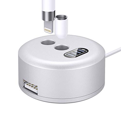 MoKo Soporte de Carga Compatible con Apple Pencil 1ª Gen, Base de Carga Rápida con Pantalla Visual para iPad Pro Pencil/Pen iPad Pro 12.9 10.5 9.7, iPad 10.2 2019 (No Apto para iPad Pencil 2), Plata