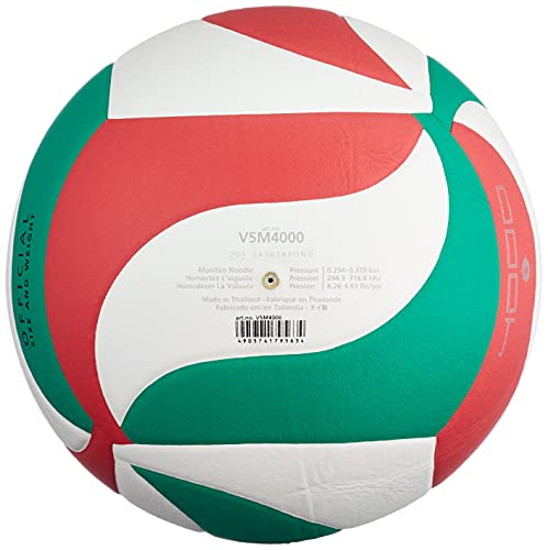 Molten VM4000 - Balón de Voleibol, Blanco, Rojo y verde, Talla 5