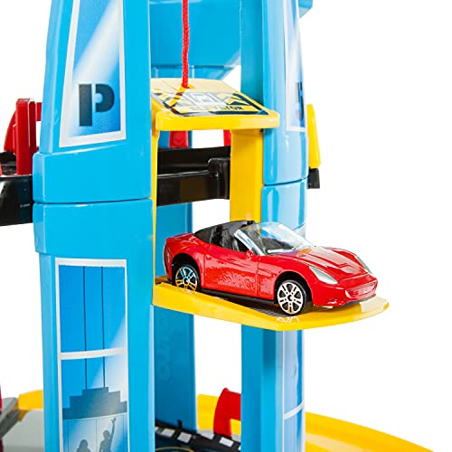 MOLTO | Parking Infantil de 4 Plantas con Garaje, Rampas, Helipuerto, Lavadero, Ascensor y Gasolinera | Incluye un Helicóptero | Juguetes Educativos para Niños y Niñas | De 3 a 8 años