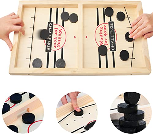 MOMSIV Fast Sling Puck Game Paced, Gioco da Tavolo da Hockey,Table Desktop Battle, Board Games Giocattoli per Adulti Gioco di Scacchi interattivo Genitore-Figlio Gioco da Tavolo