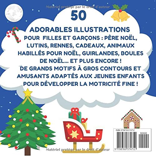 Mon premier livre de coloriage Noël: 12 mois et plus - Cahier de coloriage à bords épais pour bébé et enfants