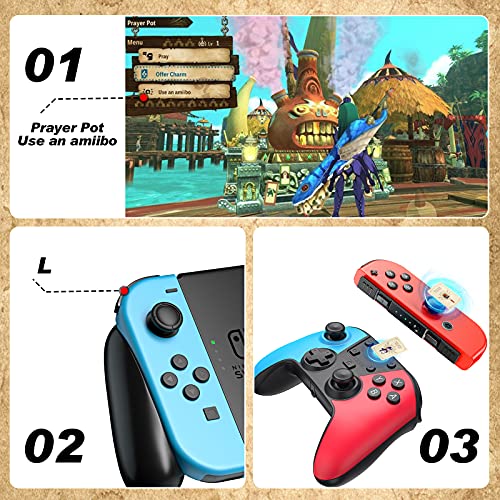 Monster Hunter Stories 2 Cards with 2 Joystick Caps, MH Stories 2: Wings of Ruin Cards Including ENA/Razewing Ratha/Tsukino, NFC Cards for Switch/Switch Lite/Wii U/New 3DS Pack of 12