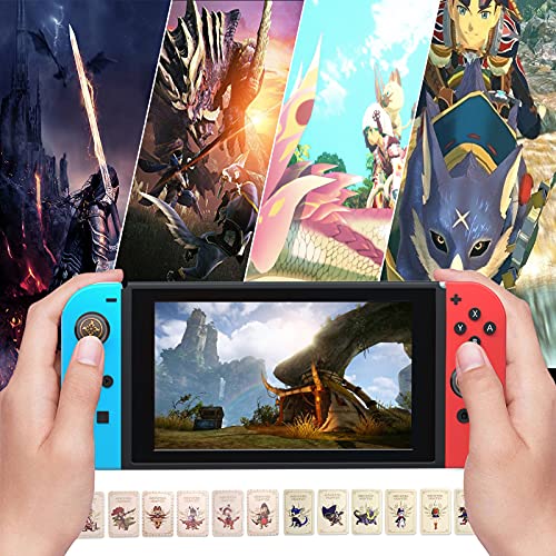 Monster Hunter Stories 2 Cards with 2 Joystick Caps, MH Stories 2: Wings of Ruin Cards Including ENA/Razewing Ratha/Tsukino, NFC Cards for Switch/Switch Lite/Wii U/New 3DS Pack of 12