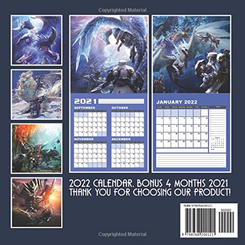 Monster Hunter World Calendar 2022: Video Games January 2022 - December 2022 OFFICIAL Squared Monthly Calendar, 12 Months | BONUS Last 4 Months 2021