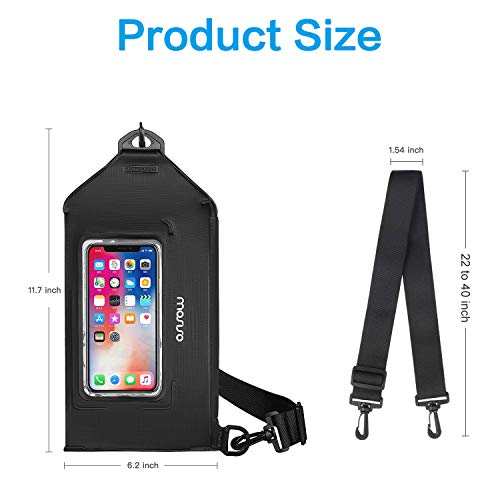 MOSISO Bolsa Seca Impermeable Navegación,Bolso Estanca Pecho Riñonera de Delgada Ajustable con Funda de Pantalla Táctil Claro Ajuste Máx 6,7 Pulgadas Teléfonos para Montar,Piscina,Kayak,Raft,Negro